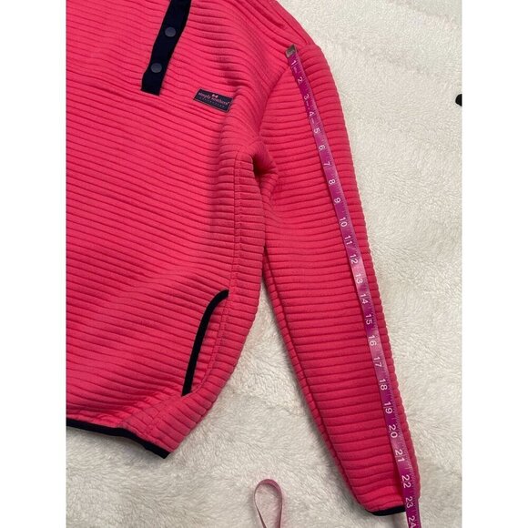 Simply Southern Ribbed Pullover Small Pink Button Collar Sweatshirt Jacket - Picture 6 of 8